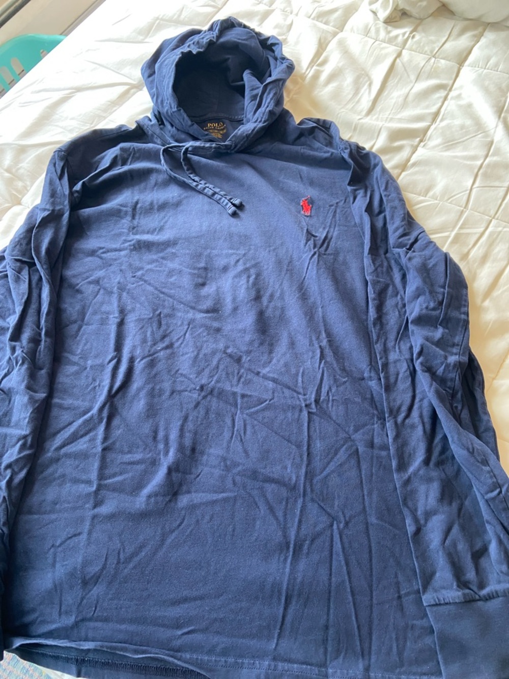 Polo by Ralph Lauren Navy Long-Sleeve Hooded Tee with Red Pony